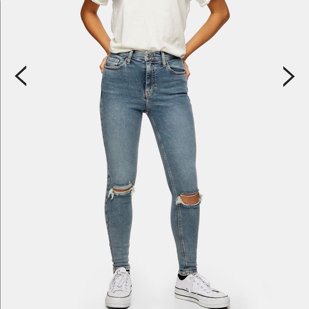 Topshop Mid Blue Rip Jamie Skinny Jean